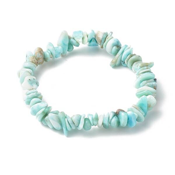 Natural Larimar Chip Beads Stretch Bracelets for Children
