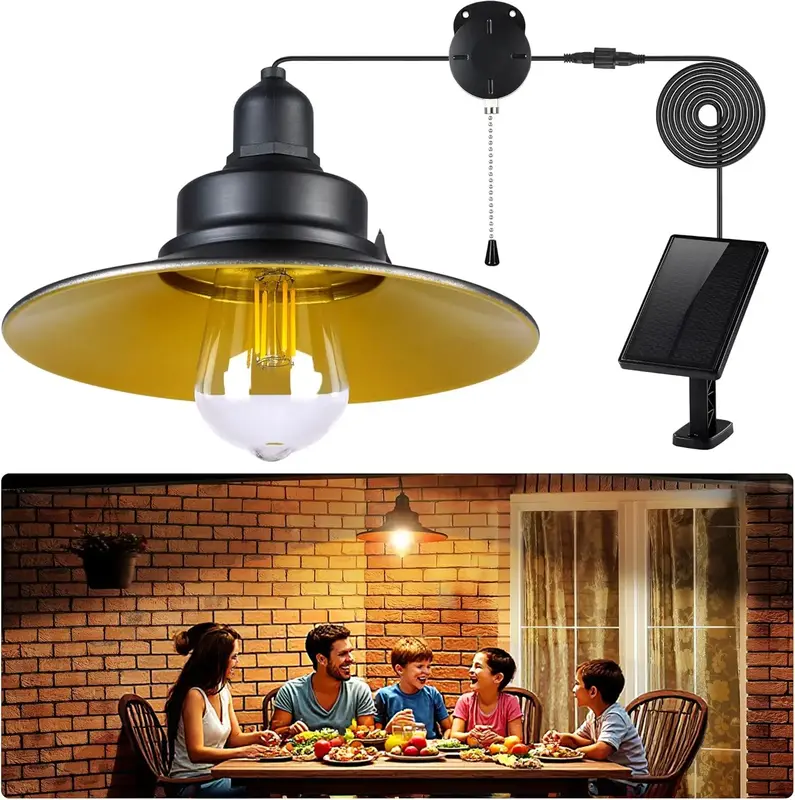 FabStyl Solar Pendant Light Indoor Outdoor, Solar Shed Light IP65 Waterproof Metal Powered Solar Chandelier, Gazebo Lights wi...