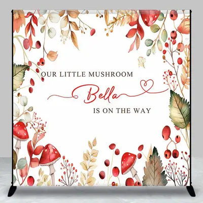 Little Mushroom Leaves Custom Baby Shower Backdrop