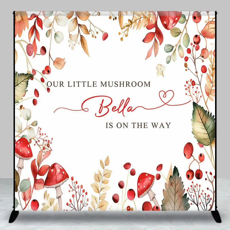 Little Mushroom Leaves Custom Baby Shower Backdrop