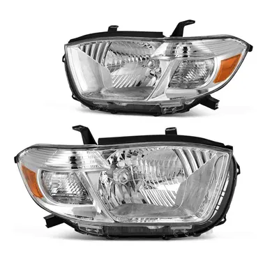 YITAMOTOR® Headlights Assembly Pair Compatible with 2008 2009 2010 Highlander Headlamps Aftermarket Replacement Chrome Housi...