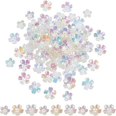 300Pcs 3 Styles Transparent & Opaque Acrylic Flower Bead Caps
