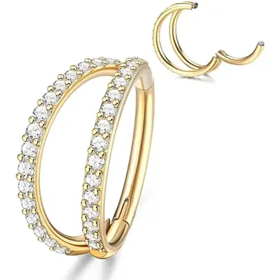 Jstyle G23 Titanium Nose Rings Hoops 16G 18G Double Septum Tragus Helix Cartilage Conch Earrings Piercing Jewelry for Women