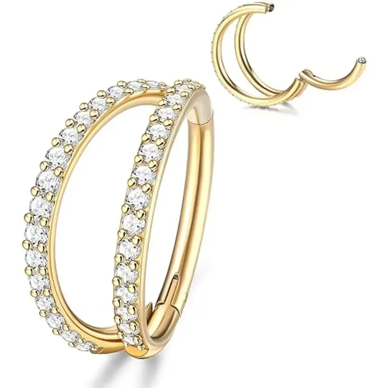 Jstyle G23 Titanium Nose Rings Hoops 16G 18G Double Septum Tragus Helix Cartilage Conch Earrings Piercing Jewelry for Women