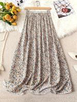 Women's All Over Floral Print Skirt, Elegant Boho Fashion Chic Casual Long Skirt for Daily Outdoor Wear, Women Bottoms for Su...