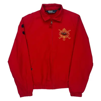 Embroidered Crest Polo By Ralph Lauren Collared Jacket - Small Red Cotton