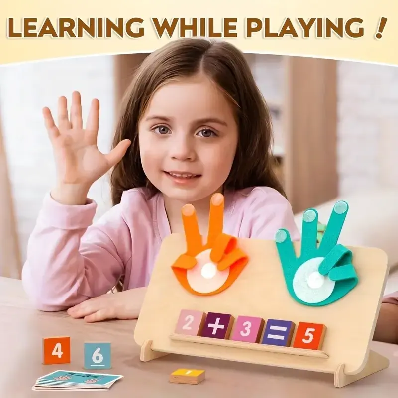Finger Counting Math Toys Wooden Math Board Montessori Learning Toys Educational Math Manipulative Blocks Number Counting Blo...