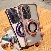Magnetic Phone Case with Ring (1 Count), Shockproof Phone Protective Cover, Phone Accessory Compatible with Samsung Galaxy S...