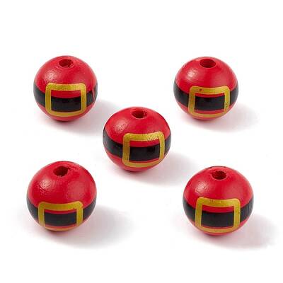 Printed Natural Wood European Beads