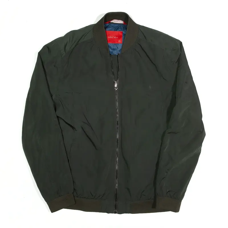 ZARA BASIC Green Bomber Jacket Mens L