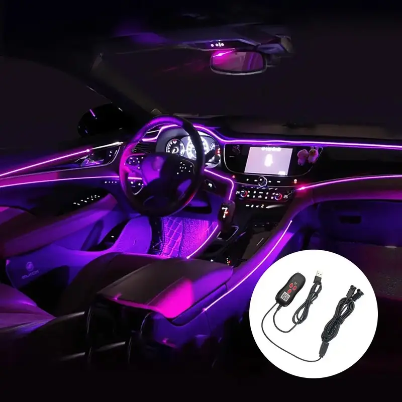 Interior Car LED Strip Lights, USB Powered RGB Car Ambient Lighting, 2 in 1 Car Led Lights, Car Interior Lights, LED Lights f...