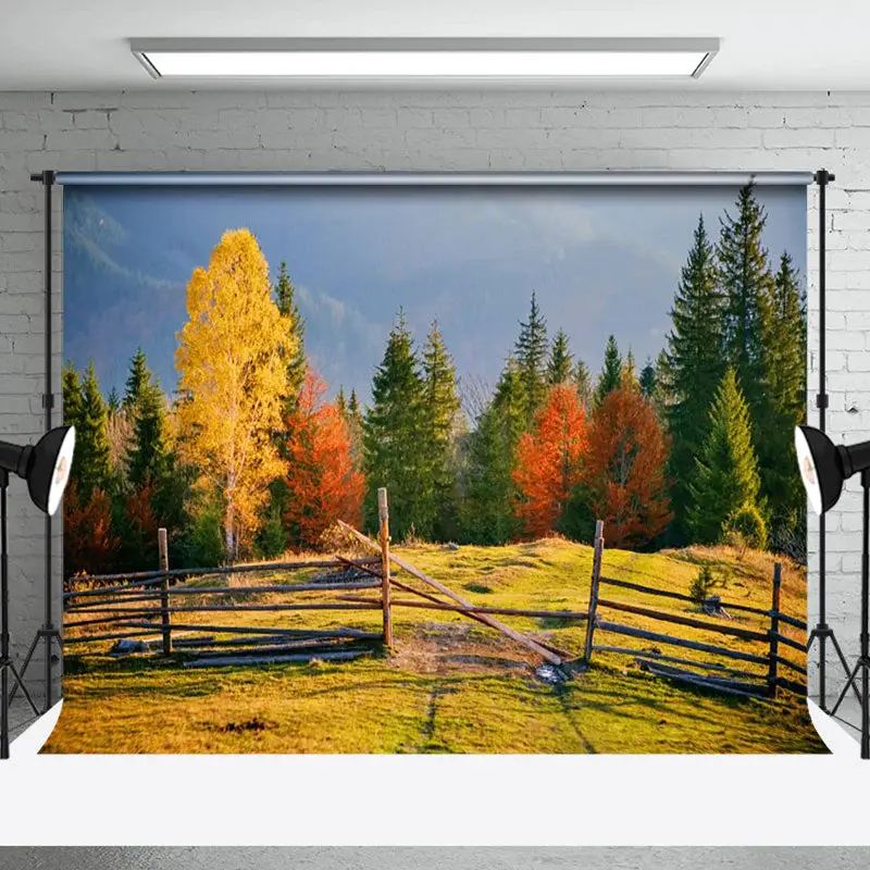 Aperturee Farm Autumn Woods And Grass Landscape Photo Backdrop | Photo Booth Background | Photography Backdrops | Wall Backgr...