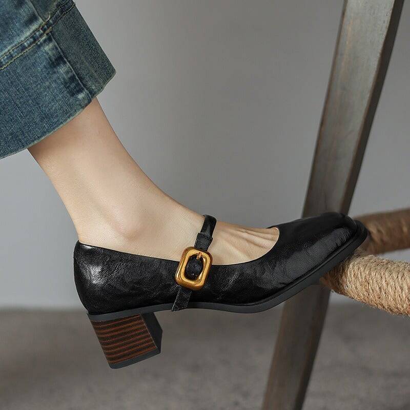 CHIKO Abrienda Square Toe Block Heels Mary Jane Shoes