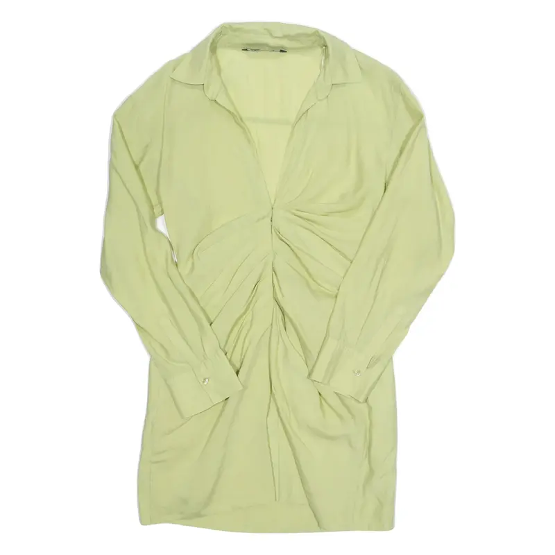 ZARA Womens Shirt Dress Green Long Sleeve Knee Length M
