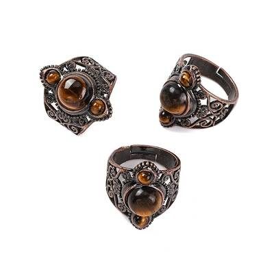 Natural Tiger Eye Retro Finger Rings