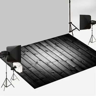 Aperturee Black White Color Photography Wood Floor Backdrop | Fabric Floor For Photography | Floor Drops For Photography | Ph...