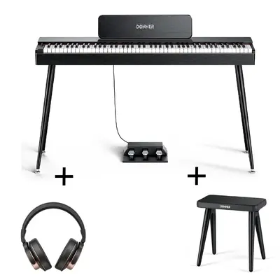 Donner OURA™ S100 Home Digital Piano - Black / Piano+Bench+Headphones
