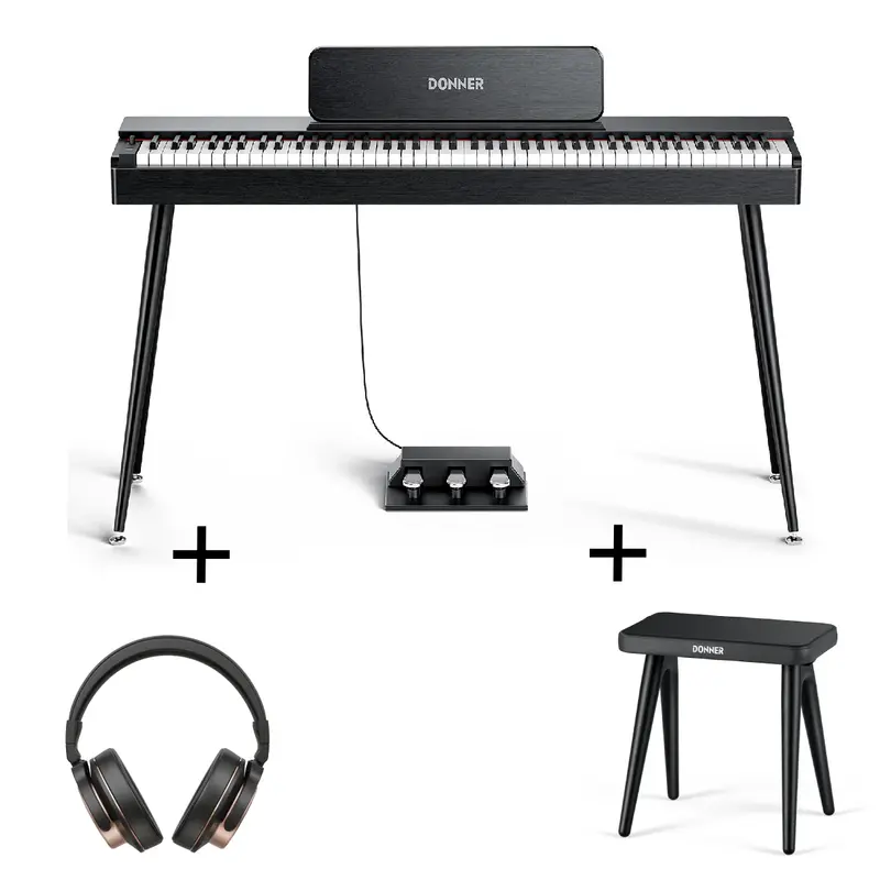 Donner OURA™ S100 Home Digital Piano - Black / Piano+Bench+Headphones
