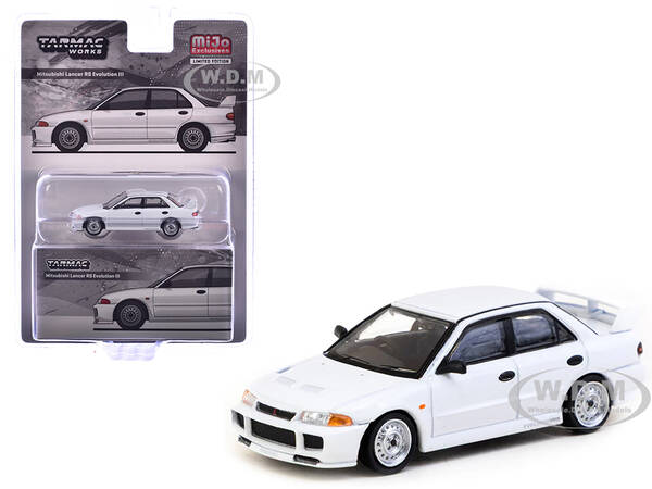 Mitsubishi Lancer RS Evolution III RHD (Right Hand Drive) White Global64 Series 1/64 Diecast Model by Tarmac Works