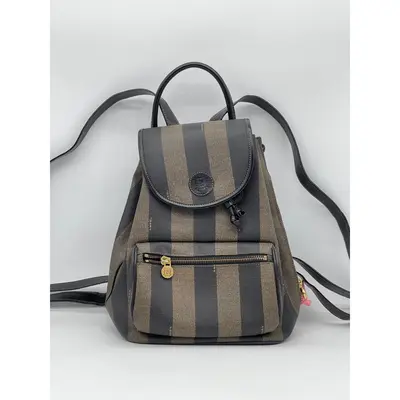 Pre-owned FENDI COATED CANVAS Backpacks Preloved Pequin Drawnstring Backpack. 8HBXKTY 111424 H