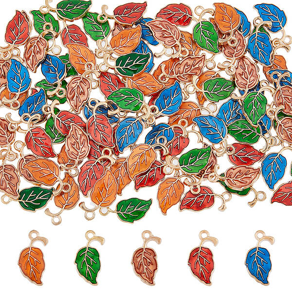 100Pcs 5 Colors Alloy Enamel Pendants