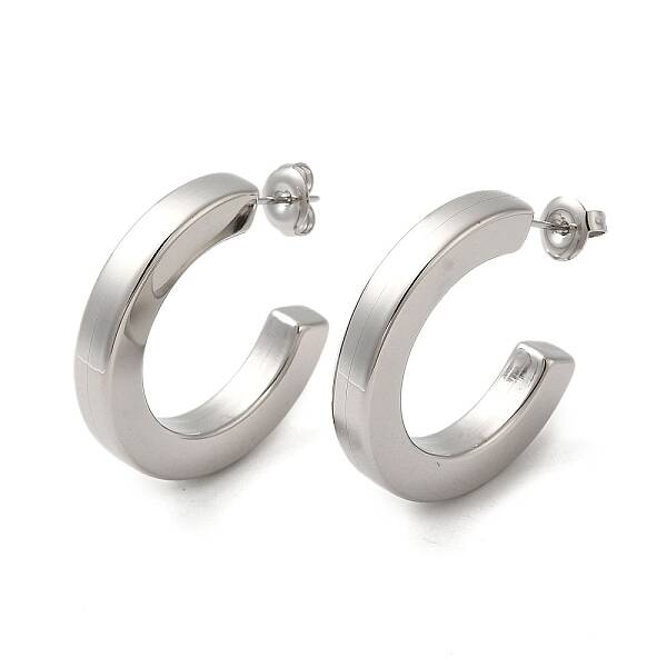 Non-Tarnish 304 Stainless Steel C Shaped Stud Earrings