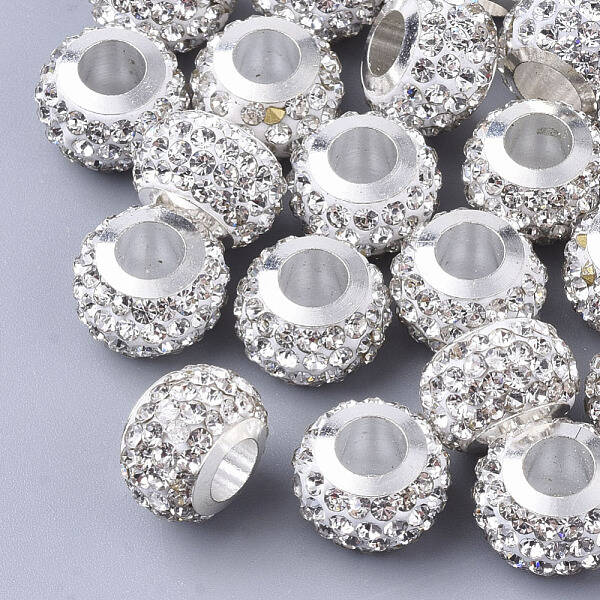 Polymer Clay Rhinestone European Beads