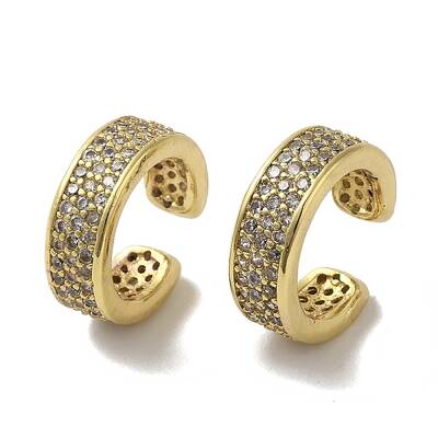 Rack Plating Brass Micro Pave Cubic Zirconia Cuff Earrings
