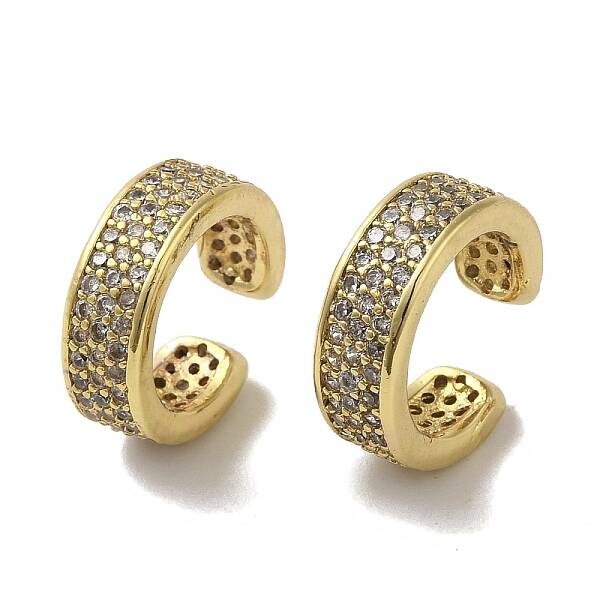 Rack Plating Brass Micro Pave Cubic Zirconia Cuff Earrings