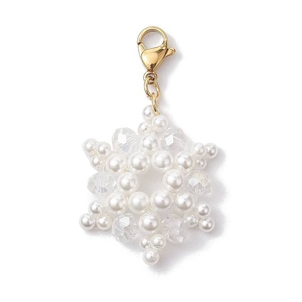 Christmas Snowflake Shell Pearl & Glass Pendants Decorations