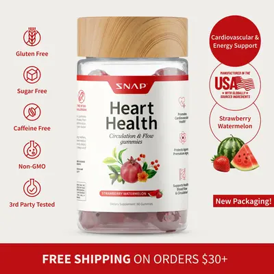 Snap Supplements - Heart Health - 60 Gummies with Olive Leaf Extract, COQ10 & Garlic Extract - Supports Healthy Blood Pressur...