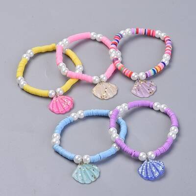 Handmade Polymer Clay Heishi Beads Kids Stretch Bracelets