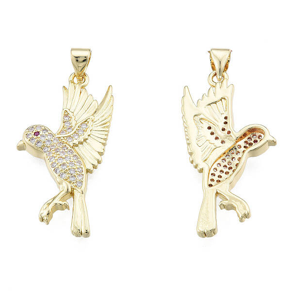 Brass Micro Pave Clear Cubic Zirconia Pendants
