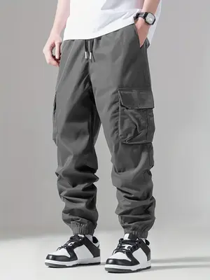 Men's Cargo Pants, Flap Pocket Utility Tactical Trousers, Outdoor Hiking Joggers, Classic Fit Lounge Multi Pockets Long Pants...
