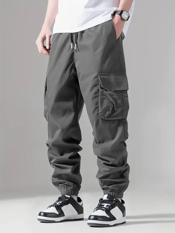 Men's Cargo Pants, Flap Pocket Utility Tactical Trousers, Outdoor Hiking Joggers, Classic Fit Lounge Multi Pockets Long Pants...