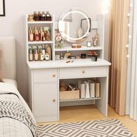 Vanity Desk with Mirror and Lights Multifunction Modern Lighted Mirror Makeup Vanity Table with 2 Drawers for Bedroom