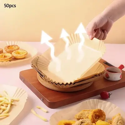Air Fryer Liner, 50pcs/pack Disposable Air Fryer Parchment Paper, Non-stick Air Fryer Basket Paper Liner, Baking Food Basket...