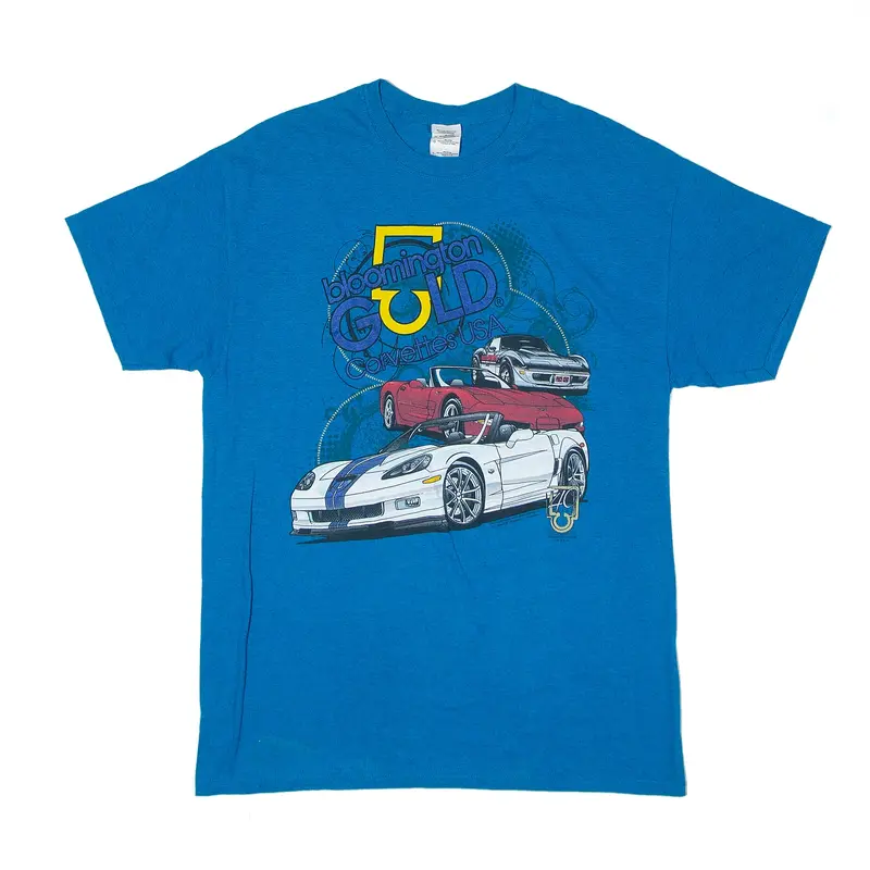 GILDAN Bloomington Gold Corvettes USA T-Shirt Blue Short Sleeve Mens L