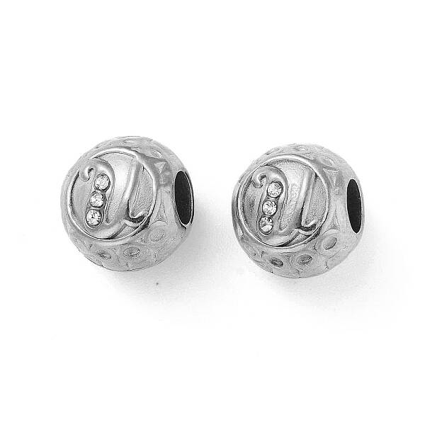 304 Stainless Steel Rhinestone European Beads