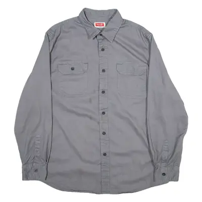 WRANGLER Mens Plain Shirt Grey Long Sleeve L