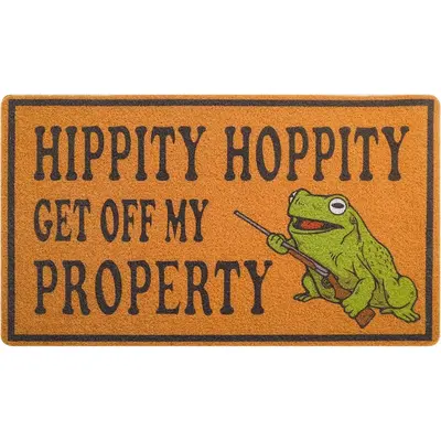 Funny Door Mat for Front Door, Frog Doormat for Outside Entrance Hippity Hoppity Get of My Property Welcome mats 30x18 inch w...