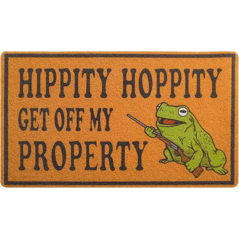 Funny Door Mat for Front Door, Frog Doormat for Outside Entrance Hippity Hoppity Get of My Property Welcome mats 30x18 inch w...