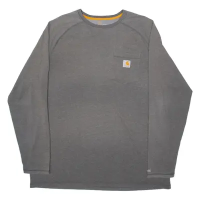 CARHARTT Oversized Mens T-Shirt Grey Long Sleeve XL
