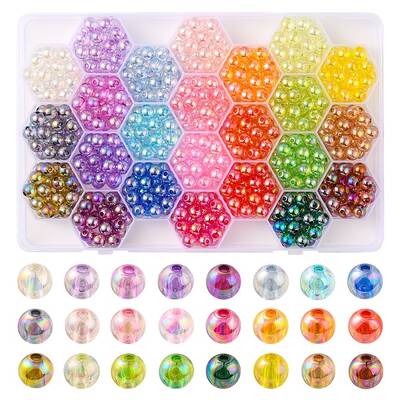 576Pcs 24 Colors Transparent Acrylic Beads