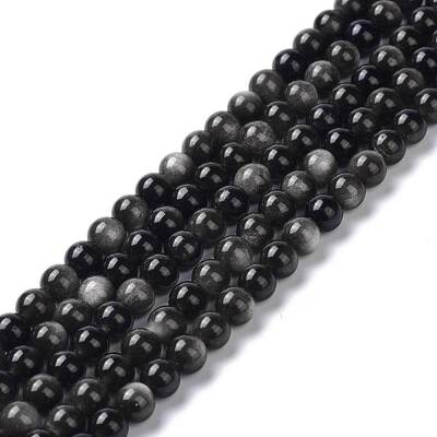 Natural Silver Obsidian Beads Strands