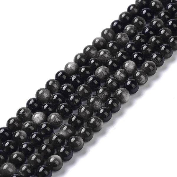 Natural Silver Obsidian Beads Strands