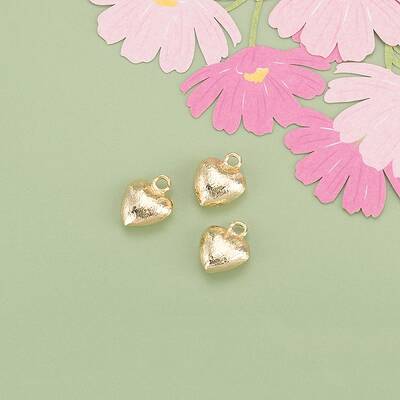 Three-Dimensional Heart Brass Pendants