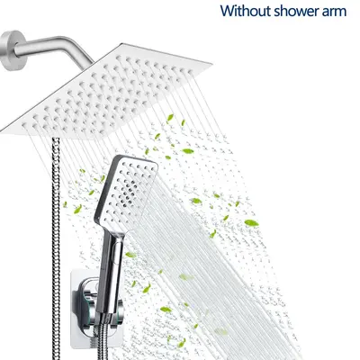 Shower Head Set, 1 Set High Pressure Rain Shower Head with Handhead Combo & Long Hose, 3 Way Diverter Valve Waterfall Shower ...