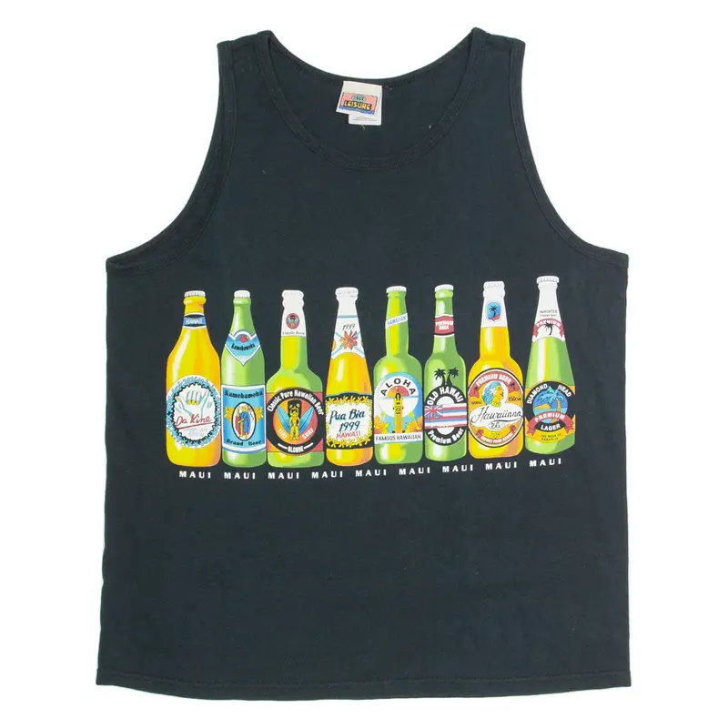 SGT LEISURE Maui Beers Mens Vest Black Sleeveless M