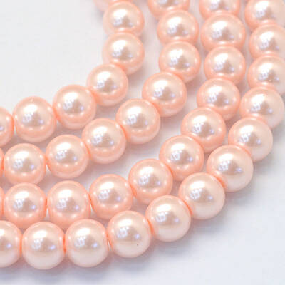 Baking Painted Pearlized Glass Pearl Round Bead Strands